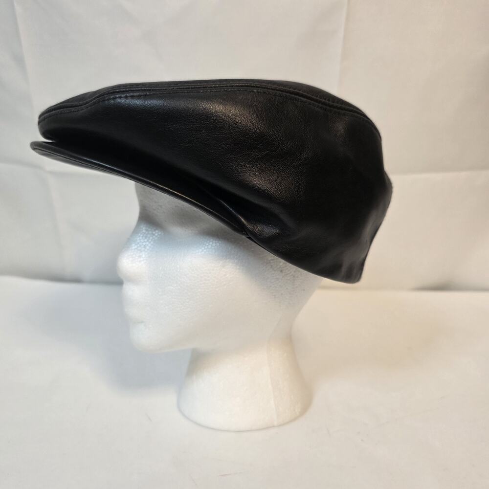 Henschel Hat Cabby Cap Mens Driver Cabbie Newsboy Black Sz XL Lined Vintage USA